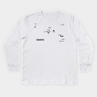 Azores, black Kids Long Sleeve T-Shirt